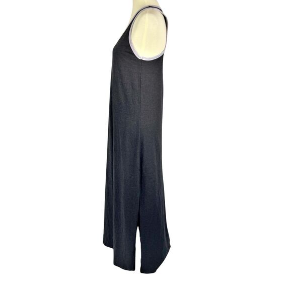Sundry 2 Ringer Black Jersey Racerback Side Slit Tank Maxi Dress Size Medium - Picture 4 of 10